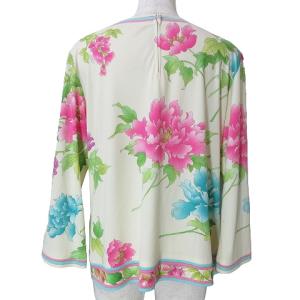 LEONARD Fashion 9分袖 カットソー 大柄 花柄 スクエアネック 大きいサイズ LL クリーム色 IBO49 X