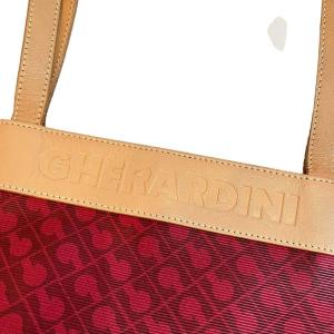 GHERARDINI トートバッグ PVC レザーハンドル 総柄 A4対応 赤 レッド IBO49