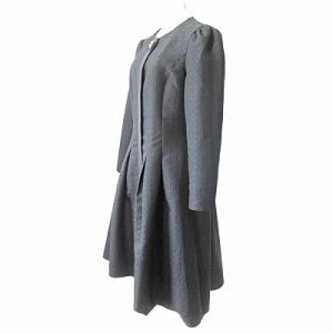 M'S GRACY 18AW タック フレア ワンピース 長袖 膝丈 エンボス 黒 38 0308 IBO49