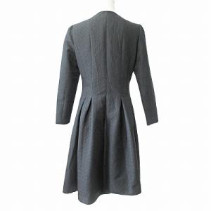 M'S GRACY 18AW タック フレア ワンピース 長袖 膝丈 エンボス 黒 38 0308 IBO49