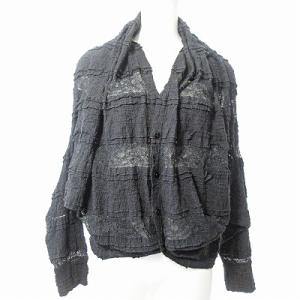 美品 カーディガン 総レース ドルマン ストレッチ 黒 ブラック S 0308 IBO49