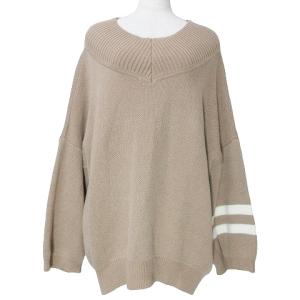 18AW セーター 長袖 ニット ワイドシルエット ライン ベージュ IBO49 X