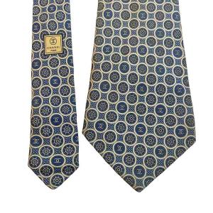 CHANEL ネクタイ レギュラータイ 総柄 シルク イタリア製 青 ブルー IBO49