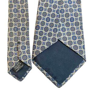 CHANEL ネクタイ レギュラータイ 総柄 シルク イタリア製 青 ブルー IBO49