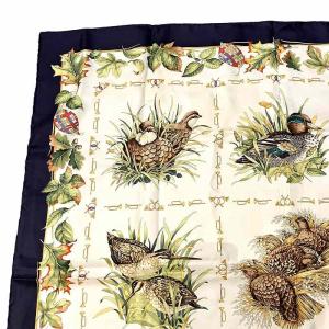 Salvatore Ferragamo 美品 スカーフ ストール ショール シルク 鳥柄 大判 マルチカラー GY09