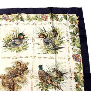 Salvatore Ferragamo 美品 スカーフ ストール ショール シルク 鳥柄 大判 マルチカラー GY09