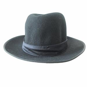 Gabriele Pasini タグ付き 中折れ フェルト ハット ソフト帽 帽子 ウール イタリア製 ブラック 黒 M 0409 IBO51