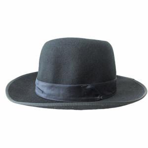 Gabriele Pasini タグ付き 中折れ フェルト ハット ソフト帽 帽子 ウール イタリア製 ブラック 黒 M 0409 IBO51