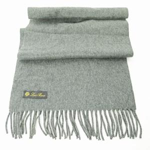 Loro Piana 美品 カシミヤ マフラー フリンジ チャコールグレー 0409 IBO51