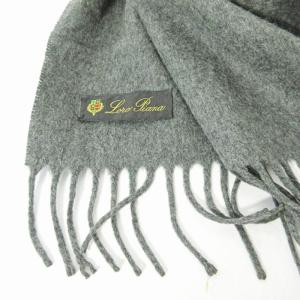 Loro Piana 美品 カシミヤ マフラー フリンジ チャコールグレー 0409 IBO51