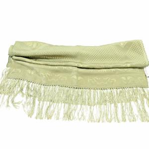 GIORGIO ARMANI 美品 シルク ストール マフラー ショール 肩掛け フリンジ 総柄 カーキ 0409 IBO51