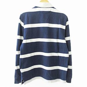 POLO RALPH LAUREN ラガーシャツ カットソー ポロシャツ 長袖 ボーダー 白 紺 M 国内正規品 0401 IBO51