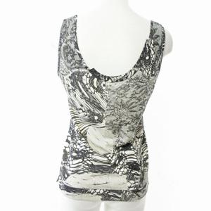 Christian Dior ヴィンテージ ノースリーブ カットソー カシミア混 シルク混 ウール 総柄 レース柄 白 黒 44 国内正規品 0403 IBO51