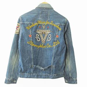 PHERROW'S ストーミーブルー デニムジャケット Gジャン チェーンステッチ バック刺繍 44SJZ インディゴ 38 0402 IBO51