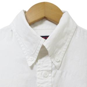 BLUE BLUE JAPAN オックスフォード ボタンダウン シャツ 半袖 HRM リネン混 ワンポイント 2 M 白 IBO51 X