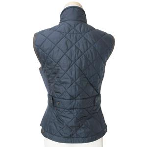 RALPH LAUREN 中綿 ベスト ジレ 前開き ジップアップ レザー切替 ロゴ刺? S 紺 茶 IBO51 X