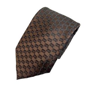 美品 ネクタイ トランク柄 シルク イタリア製 レギュラータイ ビジネス 茶 ブラウン