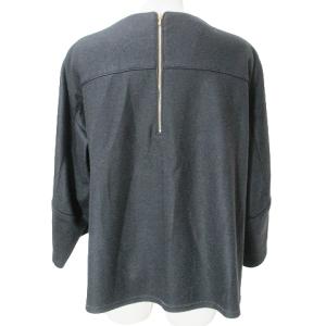 Drawer 美品 近年 バックジップクループルオーバー カットソー ワイド ウール ACKY TEX社 9分袖 1 S相当 黒 ブラック