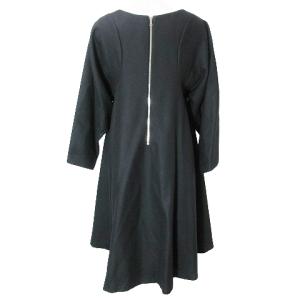 ADORE 美品 フレアワンピース ひざ丈 長袖 ウール バックジップ 38 M相当 黒 ブラック IBO53 X