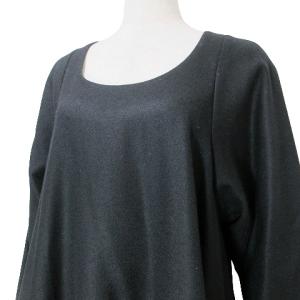 ADORE 美品 フレアワンピース ひざ丈 長袖 ウール バックジップ 38 M相当 黒 ブラック IBO53 X