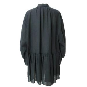 ADORE 美品 21SS ウールボイルブラウス チュニック 長袖 ドロップショルダー バンドカラー 38 M相当 黒 ブラック IBO53