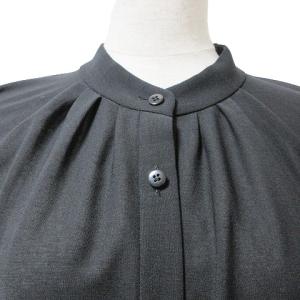 ADORE 美品 21SS ウールボイルブラウス チュニック 長袖 ドロップショルダー バンドカラー 38 M相当 黒 ブラック IBO53