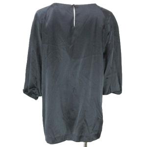 ADORE タグ付き シルク 5分袖 ブラウス プルオーバー タック 38 M相当 黒 ブラック IBO53 X