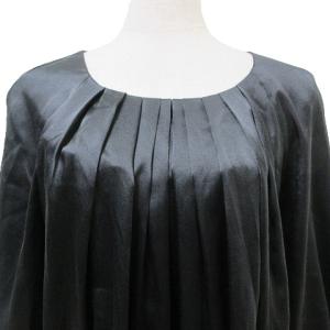 ADORE タグ付き シルク 5分袖 ブラウス プルオーバー タック 38 M相当 黒 ブラック IBO53 X