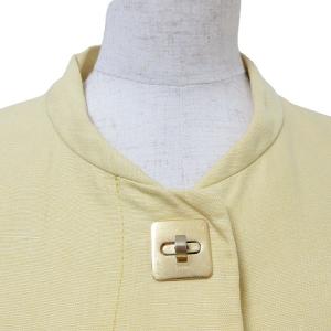 Chloe ロング コート リネン100% ターンロック 小さいサイズ 34 XS相当 黄 IBO53 X