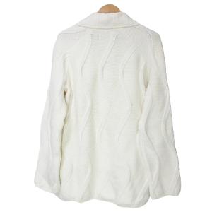 Salvatore Ferragamo ニット カーディガン ショールカラー 長袖 厚手 ヴァージンウール M 白 ホワイト IBO53 X