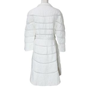 Ermanno Scervino 総レース ロング コート 中綿 薄手 7分袖 リボンベルト 40 M相当 白 ホワイト IBO53 X