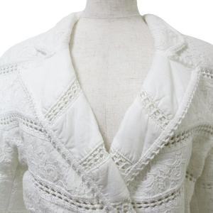 Ermanno Scervino 総レース ロング コート 中綿 薄手 7分袖 リボンベルト 40 M相当 白 ホワイト IBO53 X