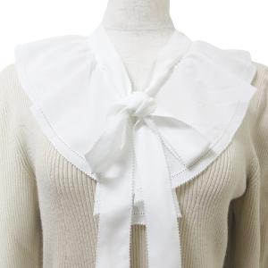 CELFORD 22AW ボウタイフリルニットワンピース ロング リブニット カシミヤ混 付け衿付き 長袖 裾フレア 36 S相当 ベージュ