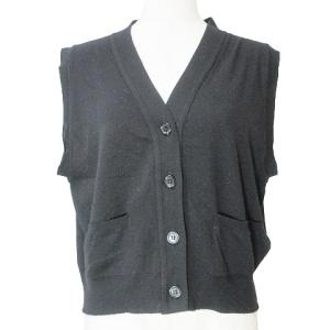 ｘジョンスメドレー 近年 ニット ベスト ジレ 前開き ウール 薄手 Vネック 2 M相当 黒 ブラック IBO53 X