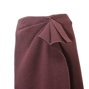 BOTTEGA VENETA ひざ丈 スカート フレア ウール 38 S相当 ボルドー IBO53 X