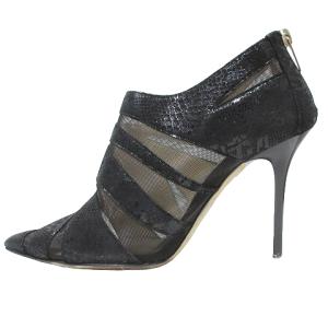 JIMMY CHOO ブーティー ポインテッドトゥ パンプス ハイヒール メッシュ切替 パイソン柄 バックジップ 36 1