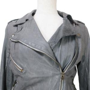 sisii ショート丈 ライダースジャケット カウレザー ベルト付き ジップアップ 小さいサイズ XS グレー IBO53 X