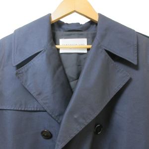 TOMORROWLAND ダブル ロング トレンチコート ベルト付き 背抜き S 紺 ネイビー IBO53 X