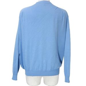 Drawer 近年 サマーニット カーディガン 長袖 Vネック ドロップショルダー 1 S相当 青 ブルー IBO53 X