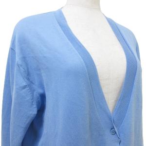 Drawer 近年 サマーニット カーディガン 長袖 Vネック ドロップショルダー 1 S相当 青 ブルー IBO53 X