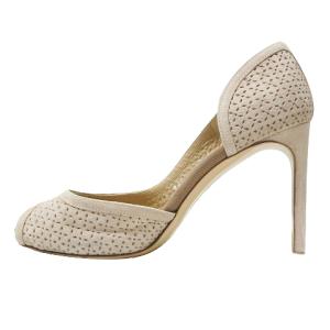 Salvatore Ferragamo 美品 オープントゥ ハイヒール パンプス サイドオープン パンチング スエード 6 1