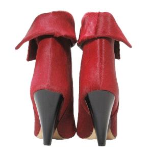 ISABEL MARANT ETOILE 美品 ハラコ ショートブーツ コーンヒール ポインテッドトゥ 35 約22.5cm 赤 レッド IBO53 X
