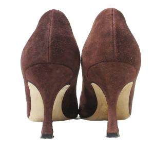MANOLO BLAHNIK ポインテッドトゥ パンプス コーンヒール スウェード 小さいサイズ 34 約22cm ボルドー IBO53 X