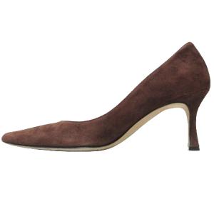 MANOLO BLAHNIK ポインテッドトゥ パンプス コーンヒール スウェード 小さいサイズ 34 約22cm ボルドー IBO53 X