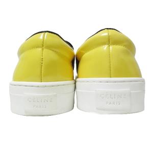 CELINE 美品 スリッポン スニーカー エナメル 37 約23.5cm 黄色 IBO53 X