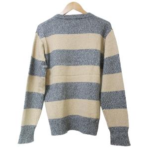 PAUL SMITH LONDON ロンドン カシミヤ混 セーター ニット 長袖 ボーダー クルーネック M グレー ベージュ IBO53 X