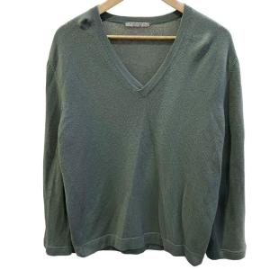 カシミヤ Vネック セーター 長袖 48 L 緑 グリーン