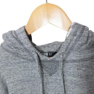 DSQUARED2 パーカー プルオーバー スウェット ダメージ加工 長袖 裏毛 ロゴ Vガゼット M グレー X