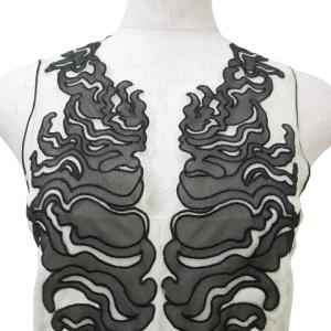 VIVIENNE TAM 美品 ワンピース ひざ丈 ノースリーブ タイト チュール サテン切替 Vネック バイカラー 小さいサイズ 0 XS相当 白