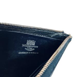 White house Cox L字ジップ コインケース カードケース 名刺入れ ブライドルレザー 蝋引き 英国製 紺 ネイビー